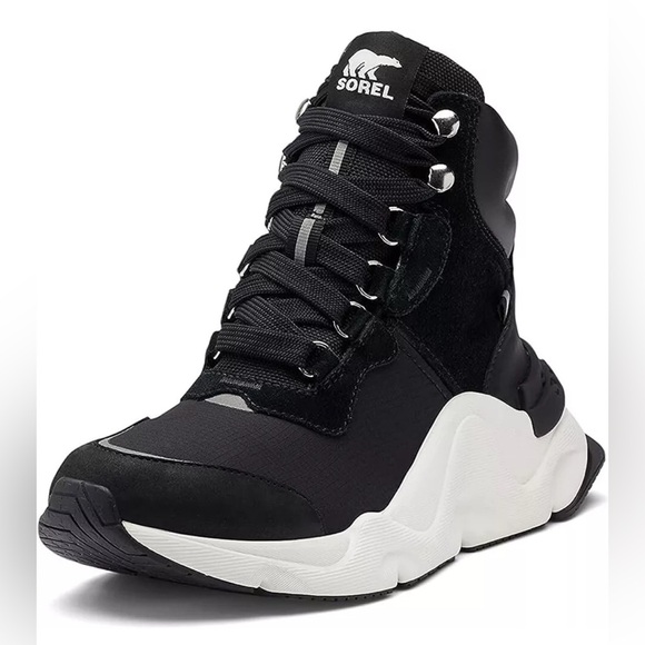 SOREL Kinetic RNEGD Conquest Waterproof Sneakers Boots in Black $160 Sz 9 - Picture 1 of 12